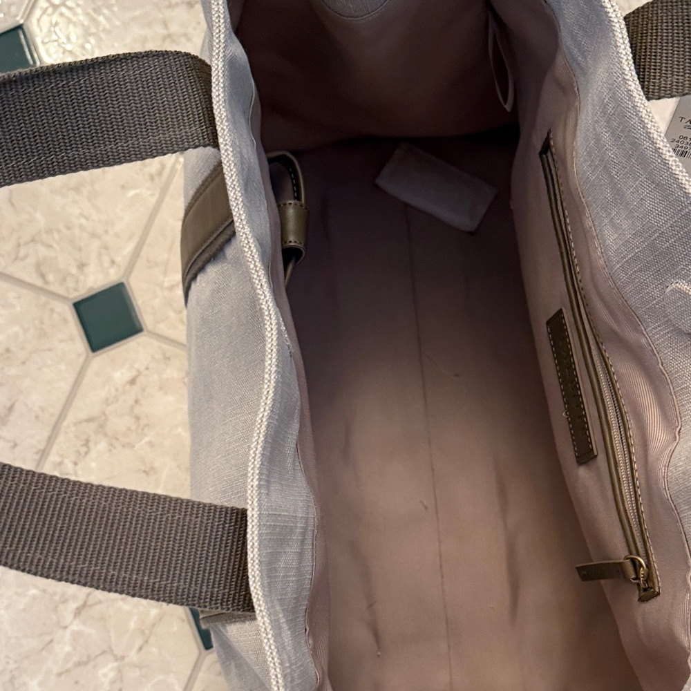 Canvas Tote Bag by Talbots with Leather Trim - Gray/Brown - Picture 5 of 5